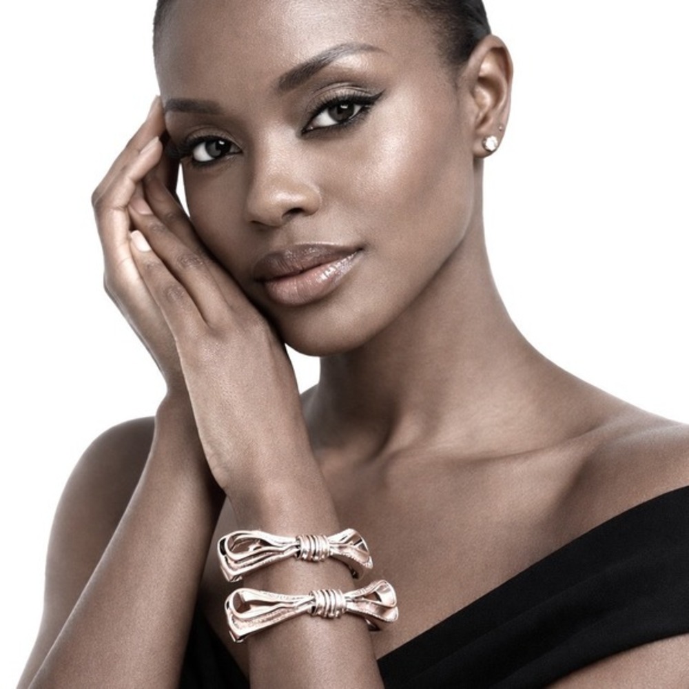 Rachel Leigh for LOFT Rose Gold Tone Bow Hinge Bangle Bracelet Set‎ of 2 J-01